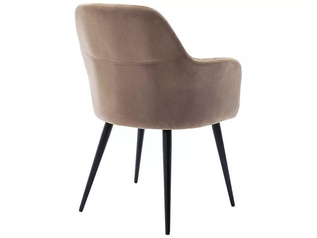Cadeira*Vente-unique Conjunto De 6 Cadeiras Com Apoios De Bracos Em Veludo E Metal Preto, Cor Bege - Eleana