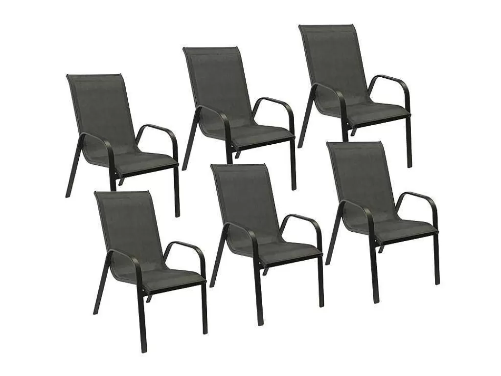 Conjunto Mesa E Cadeiras De Jardim*Happy Garden Conjunto De 6 Cadeiras Marbella Em Têxtileno Cinzento - Aluminio Cinzento Antracite