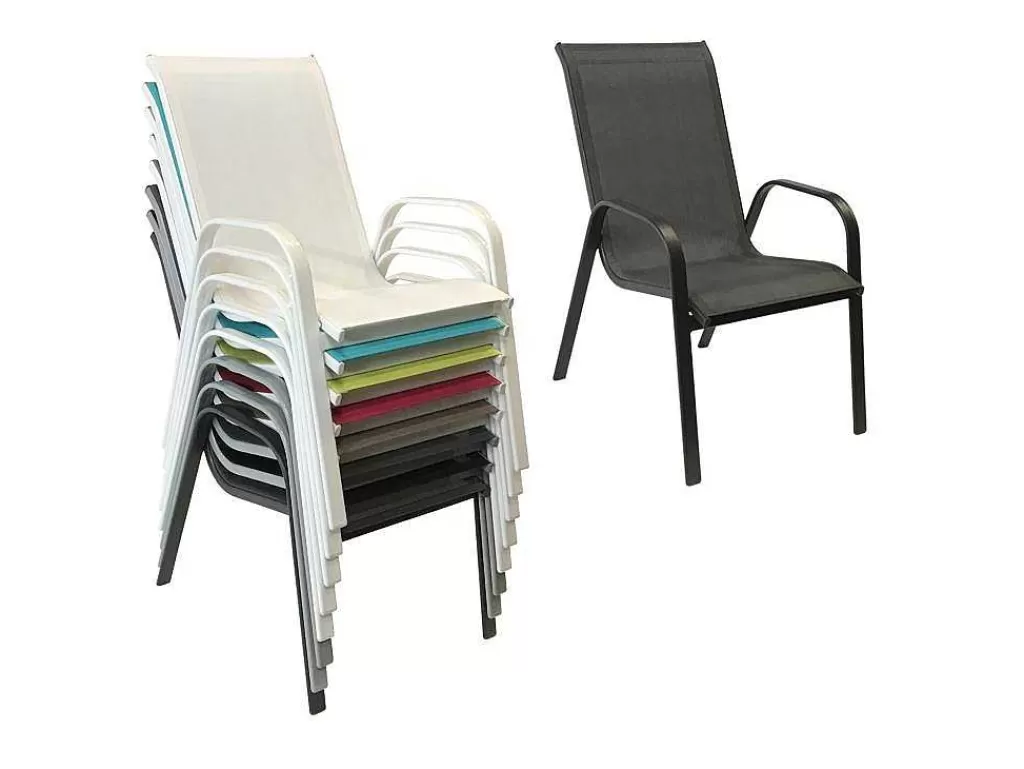 Conjunto Mesa E Cadeiras De Jardim*Happy Garden Conjunto De 6 Cadeiras Marbella Em Têxtileno Cinzento - Aluminio Cinzento Antracite