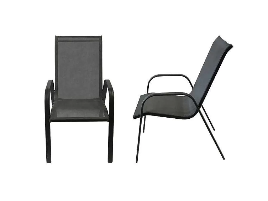 Conjunto Mesa E Cadeiras De Jardim*Happy Garden Conjunto De 6 Cadeiras Marbella Em Têxtileno Cinzento - Aluminio Cinzento Antracite