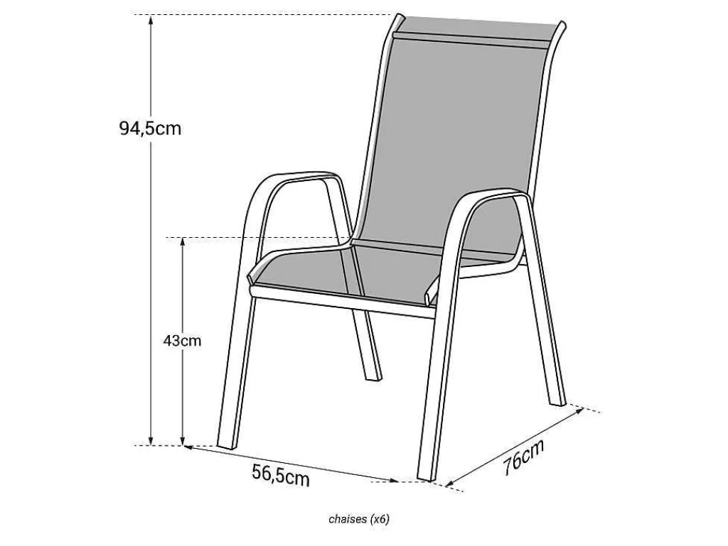 Conjunto Mesa E Cadeiras De Jardim*Happy Garden Conjunto De 6 Cadeiras Marbella Em Têxtileno Cinzento - Aluminio Cinzento Antracite