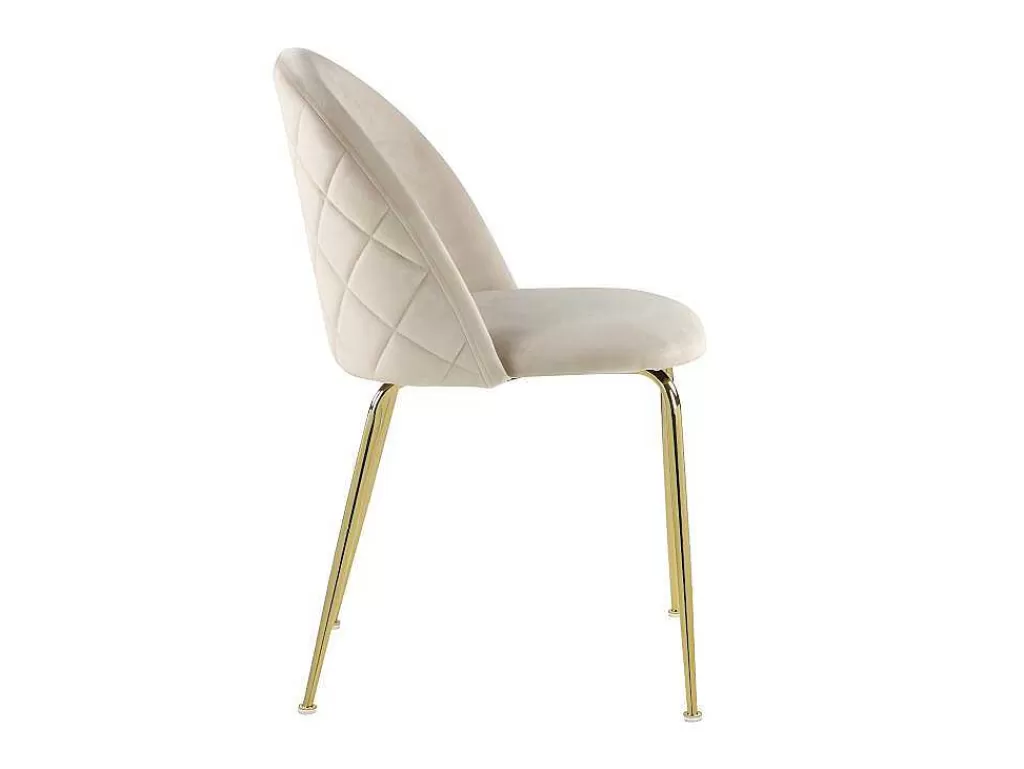 Cadeira*Vente-unique Conjunto De 6 Cadeiras Melbourne - Veludo E Metal Dourado - Bege