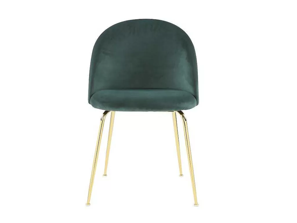Promoções Sala*Vente-unique Conjunto De 6 Cadeiras Melbourne - Veludo E Metal Dourado - Verde