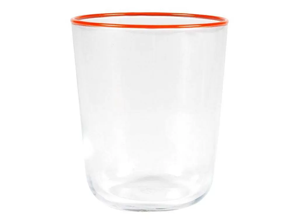 Louça E Utensílios De Cozinha*OZAIA Conjunto De 6 Copos De Agua Com Detalhe Em Laranja - 31,5 Cl - D. 8 X A. 9,5 Cm - Azuran