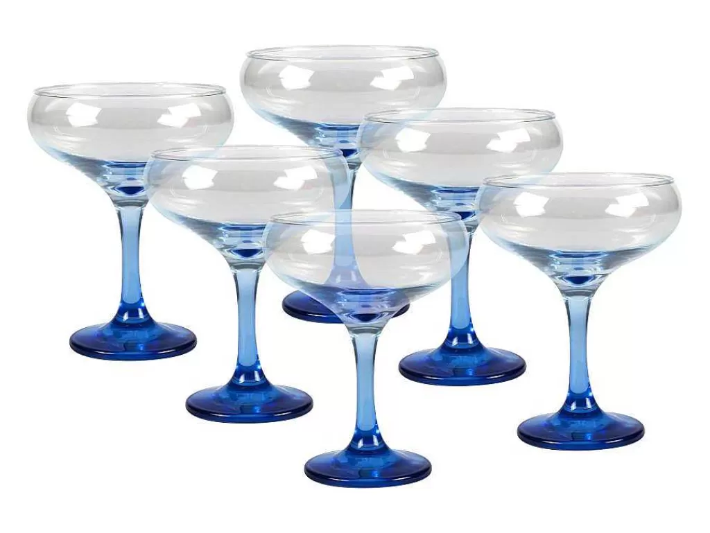 Louça E Utensílios De Cozinha*OZAIA Conjunto De 6 Copos De Cocktail Azuis Com Base - 32 Cl - D. 6,5 X A. 20 Cm - Coraly