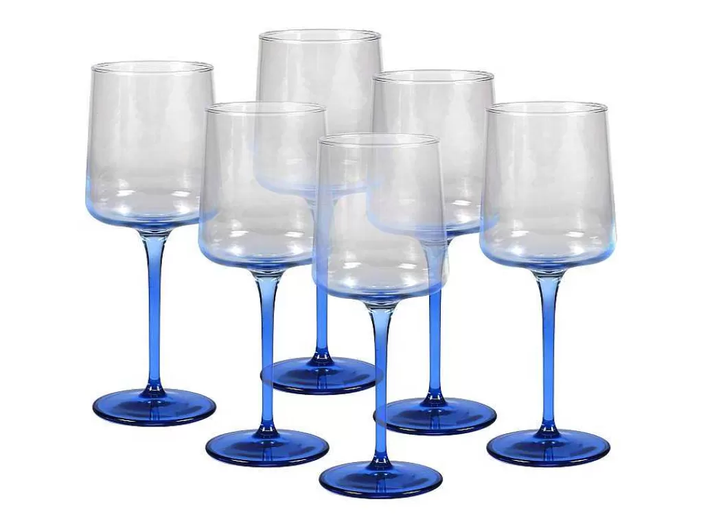 Louça E Utensílios De Cozinha*OZAIA Conjunto De 6 Copos De Vinho Azuis Com Base De 27 Cl - D. 9.5 X A. 13 Cm - Coraly