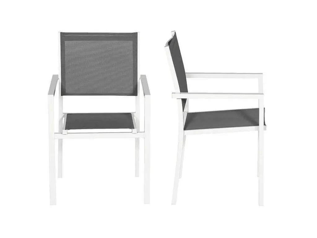 Conjunto Mesa E Cadeiras De Jardim*Happy Garden Conjunto De 8 Cadeiras De Aluminio Branco - Têxtileno Cinzento