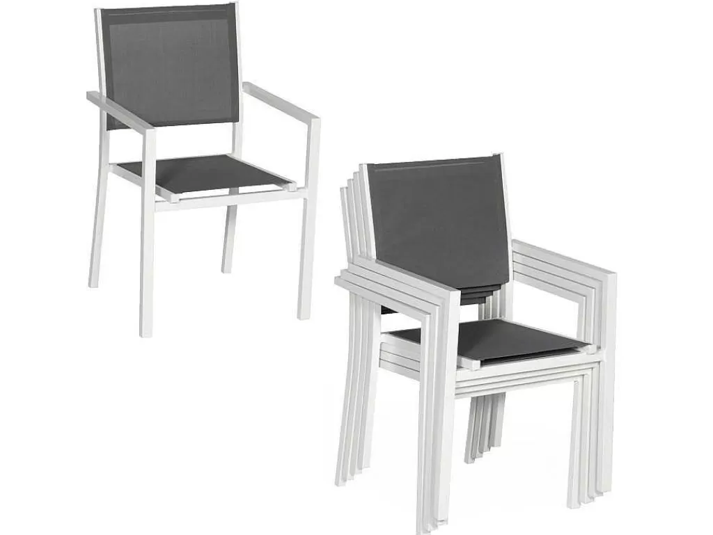 Conjunto Mesa E Cadeiras De Jardim*Happy Garden Conjunto De 8 Cadeiras De Aluminio Branco - Têxtileno Cinzento