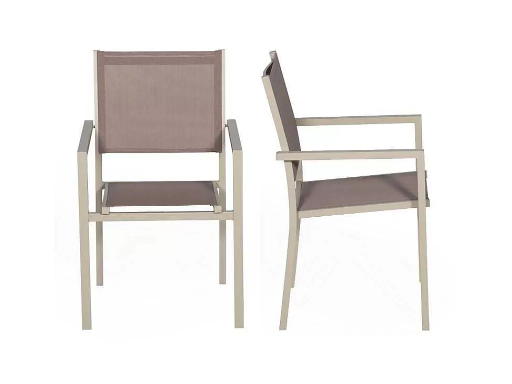 Conjunto Mesa E Cadeiras De Jardim*Happy Garden Conjunto De 8 Cadeiras De Aluminio Em Tons - Têxtilene Taupe
