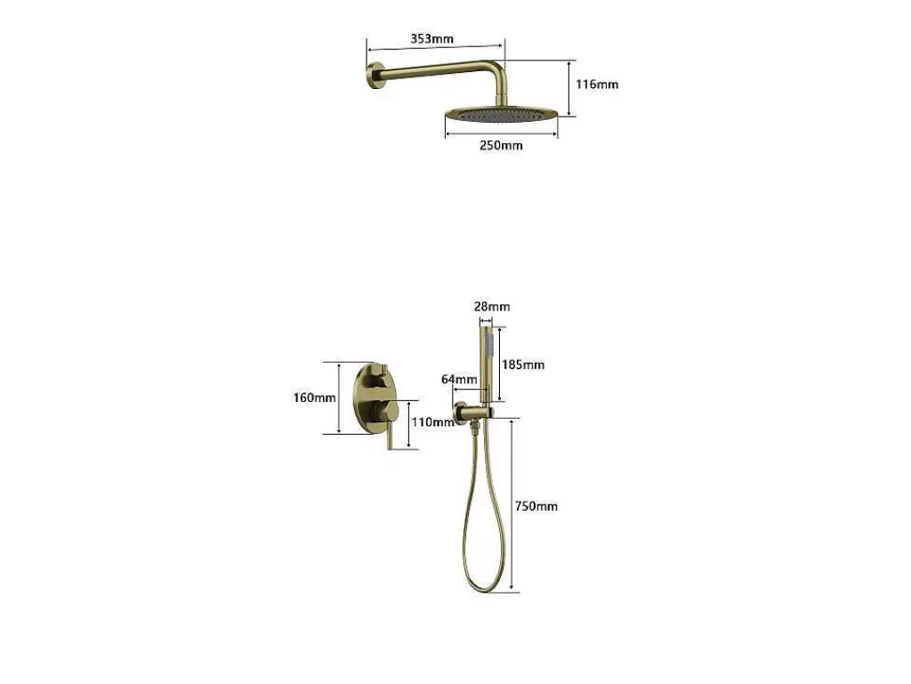 Coluna De Duche*Shower & Design Conjunto De Duche Encastravel Com Torneira Misturadora Mecanica Cor Niquel Escovado - Tamise
