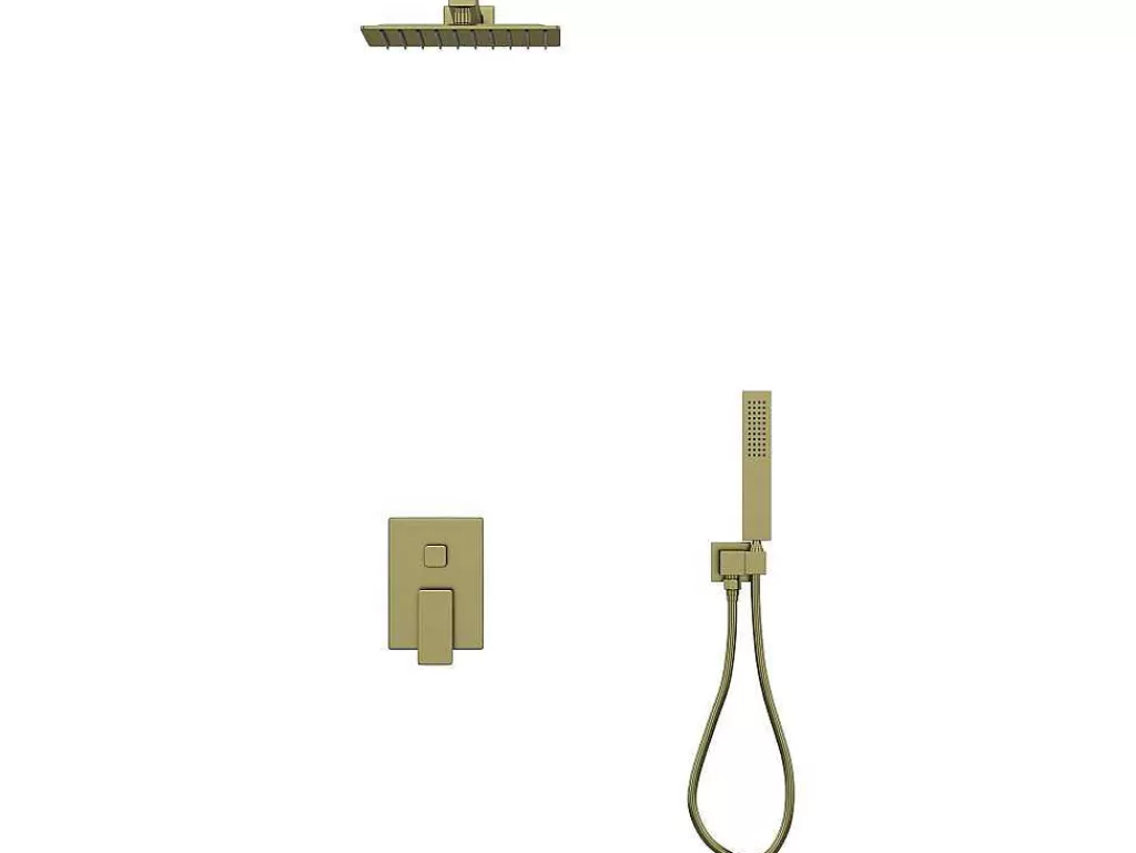Coluna De Duche*Shower & Design Conjunto De Duche Encastravel Com Torneira Misturadora Mecanica Dourado Acabamento Acetinado - Tocantis