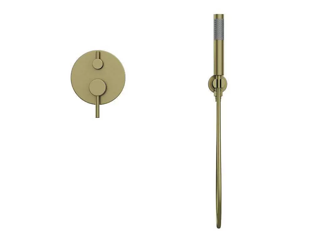 Promoções Casa De Banho & Bem-Estar*Shower & Design Conjunto De Duche Encastravel Com Torneira Misturadora Mecanica Dourado Acabamento Escovado - Tamise