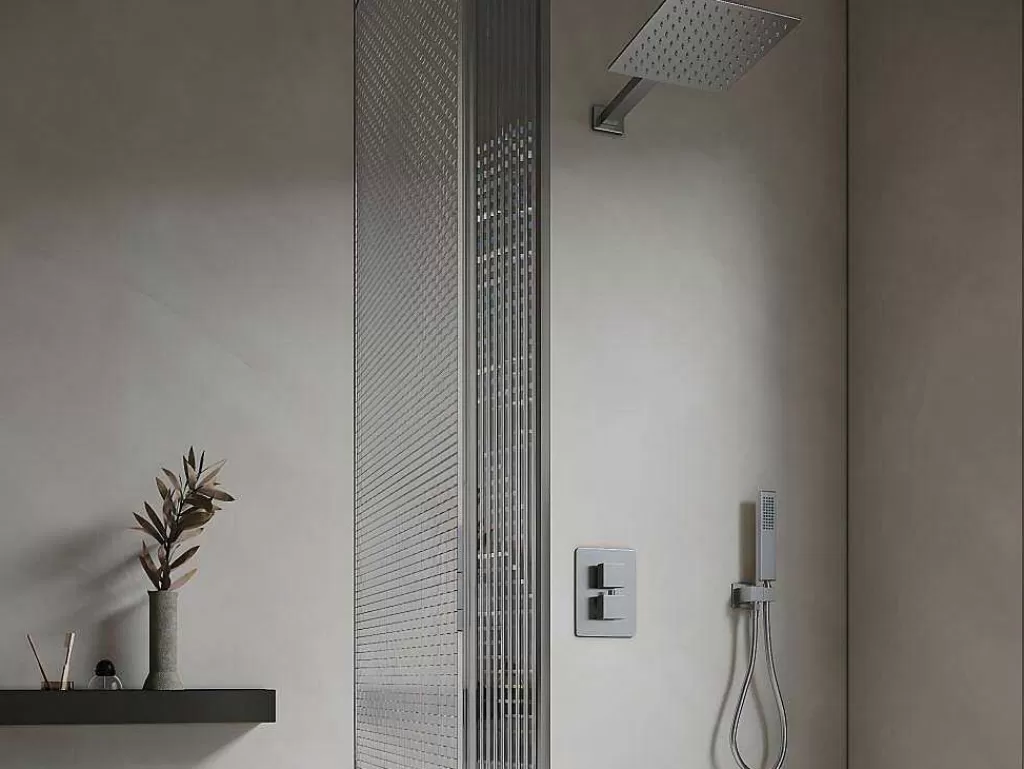 Coluna De Duche*Shower & Design Conjunto De Duche Encastravel Com Torneira Misturadora Termostatica Cor Niquel Escovado - Terek