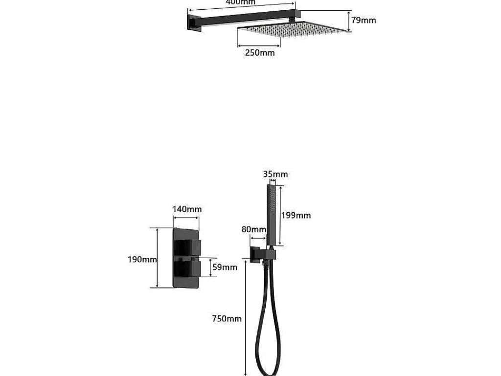 Coluna De Duche*Shower & Design Conjunto De Duche Encastravel Com Torneira Misturadora Termostatica Cor Niquel Escovado - Terek