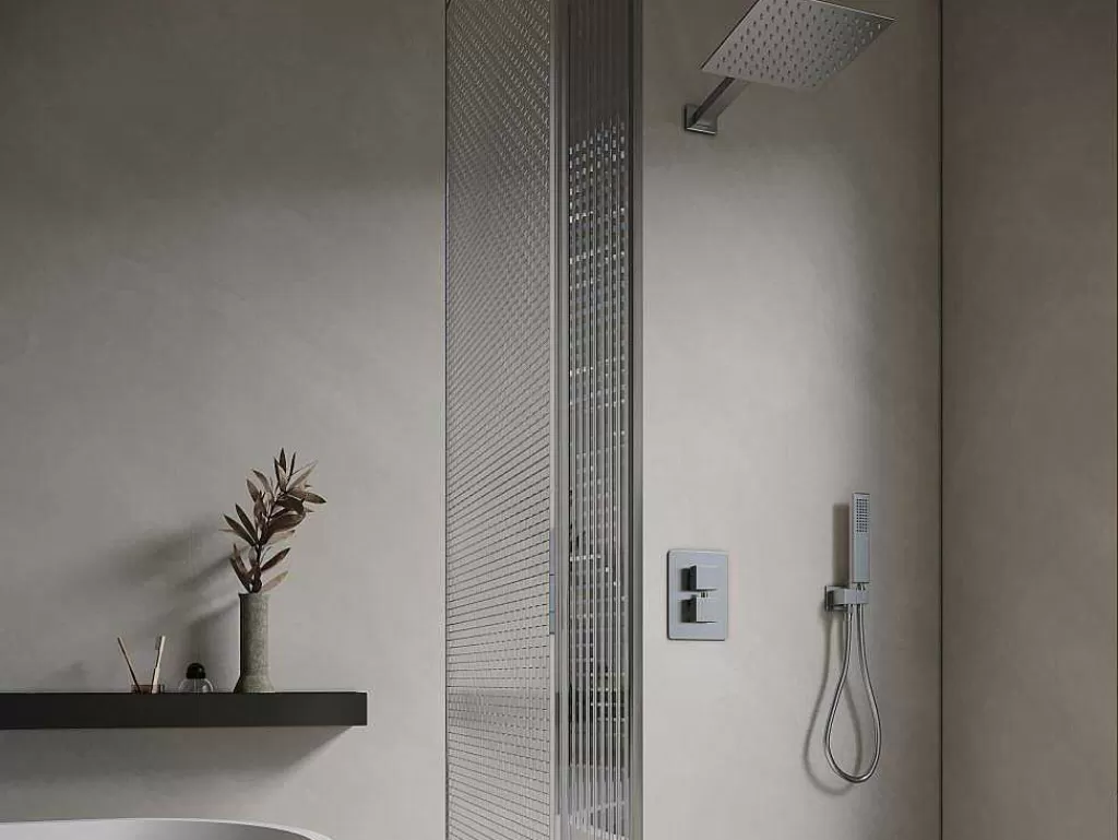 Coluna De Duche*Shower & Design Conjunto De Duche Encastravel Com Torneira Misturadora Termostatica Cor Niquel Escovado - Terek