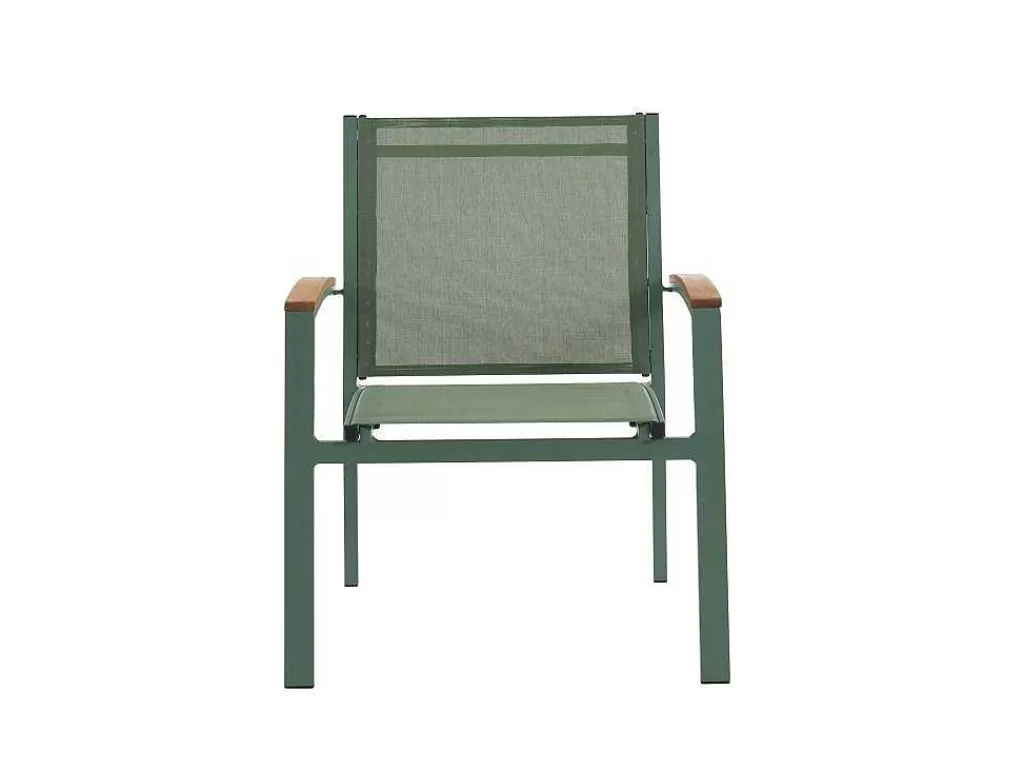 Conjunto Mesa E Cadeiras De Jardim*MYLIA Conjunto De Jantar De Jardim Em Aluminio, Uma Mesa Extensivel 180/240 Cm E 8 Cadeiroes Empilhaveis Com Apoios De Braco Em Acacia Verde-Amendoa - Nauru