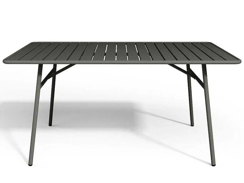Conjunto Mesa E Cadeiras De Jardim*MYLIA Conjunto De Jantar De Jardim Em Metal, Uma Mesa C. 160 Cm Com 2 Cadeiroes Empilhaveis E 4 Cadeiras Empilhaveis, Cinzento-Escuro - Mirmande