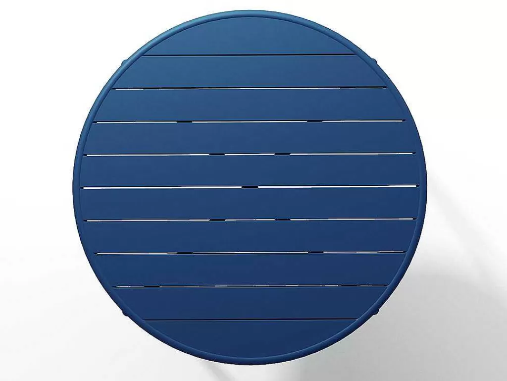 Conjunto Mesa E Cadeiras De Jardim*MYLIA Conjunto De Jantar De Jardim Em Metal, Uma Mesa D. 110 Cm E 4 Cadeiroes Empilhaveis Azul-Escuro - Mirmande