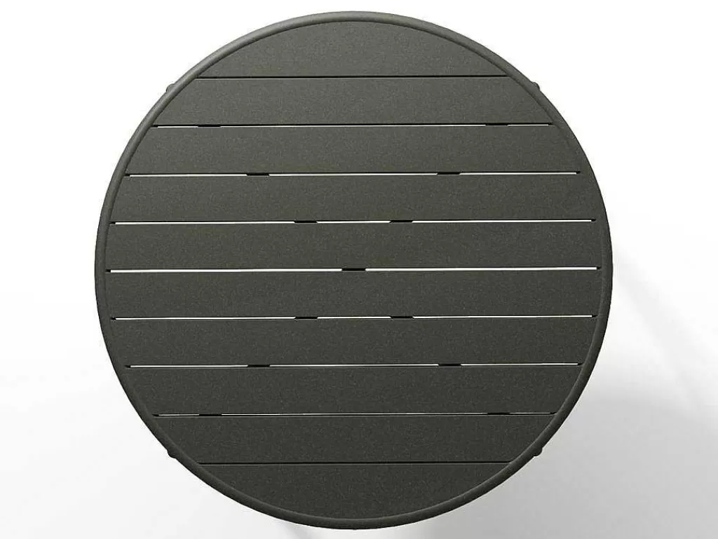 Conjunto Mesa E Cadeiras De Jardim*MYLIA Conjunto De Jantar De Jardim Em Metal, Uma Mesa D. 110 Cm E 4 Cadeiroes Empilhaveis, Cinzento-Escuro - Mirmande