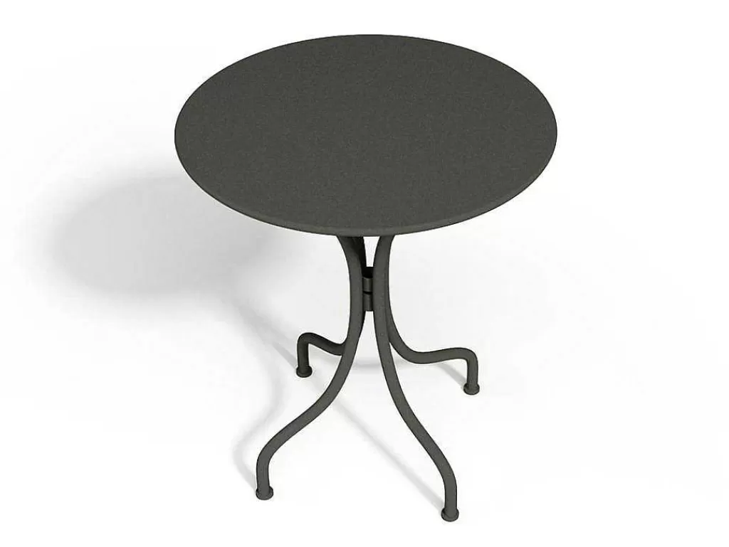 Conjunto Mesa E Cadeiras De Jardim*MYLIA Conjunto De Jantar De Jardim Em Metal, Uma Mesa D. 60 Cm E 2 Cadeiras Empilhaveis, Cinzento-Escuro - Mirmande