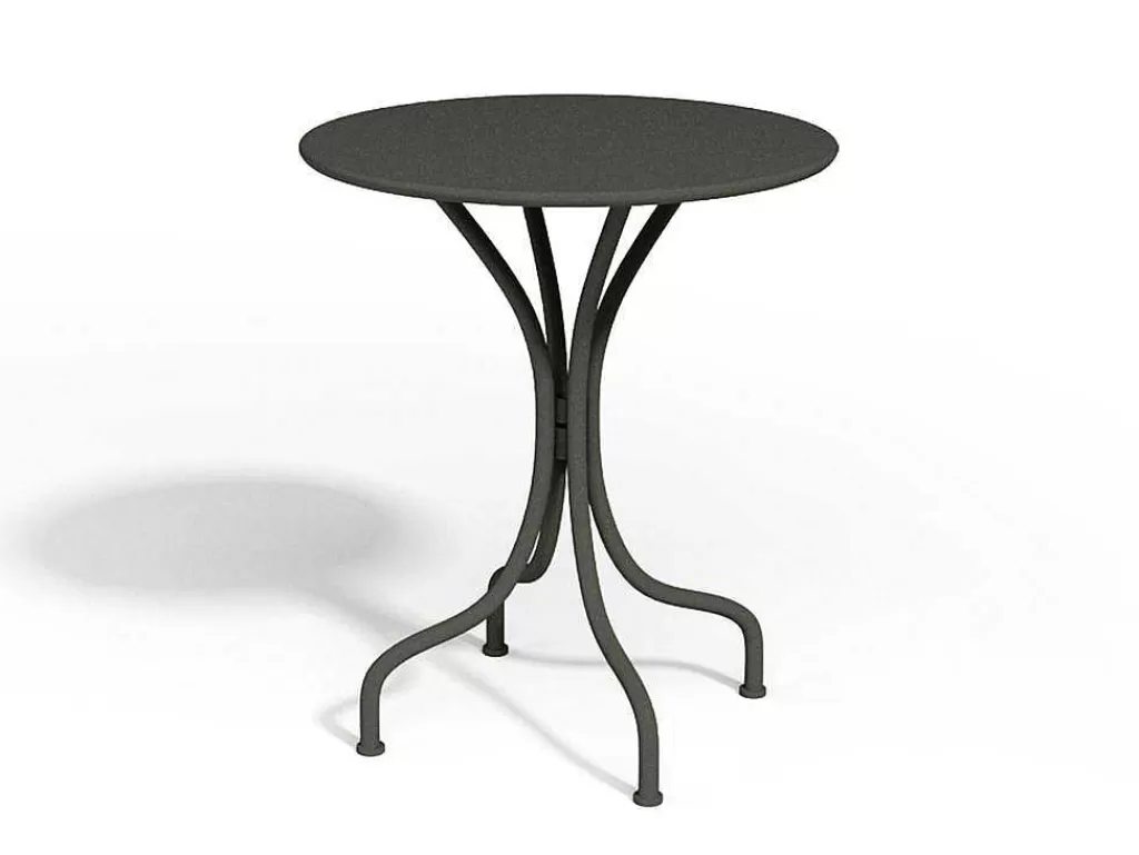 Conjunto Mesa E Cadeiras De Jardim*MYLIA Conjunto De Jantar De Jardim Em Metal, Uma Mesa D. 60 Cm E 2 Cadeiras Empilhaveis, Cinzento-Escuro - Mirmande