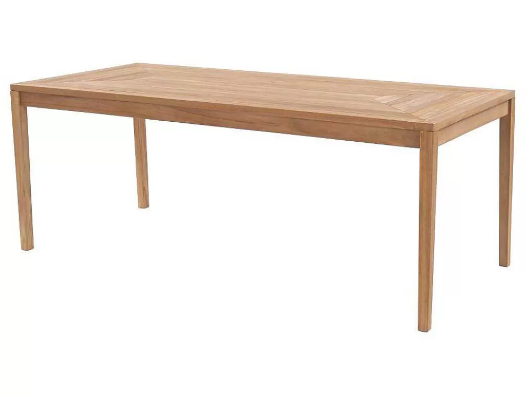 Conjunto Mesa E Cadeiras De Jardim*MYLIA Conjunto De Jantar De Jardim Em Teca, 1 Mesa C. 200 Cm + 6 Cadeiroes, Natural Claro - Allende