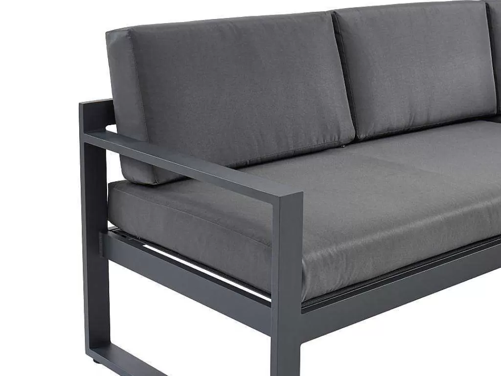 Conjunto Relax De Jardim*MYLIA Conjunto De Jardim Em Aluminio: Mesa De Centro E Sofá De Canto Levadico, 6 Lugares - Antracite - Palaos Ii De