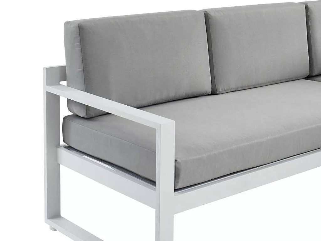 Conjunto Relax De Jardim*MYLIA Conjunto De Jardim Em Aluminio: Mesa De Centro E Sofá De Canto Levadico, 6 Lugares Cinzento - Palaos Ii