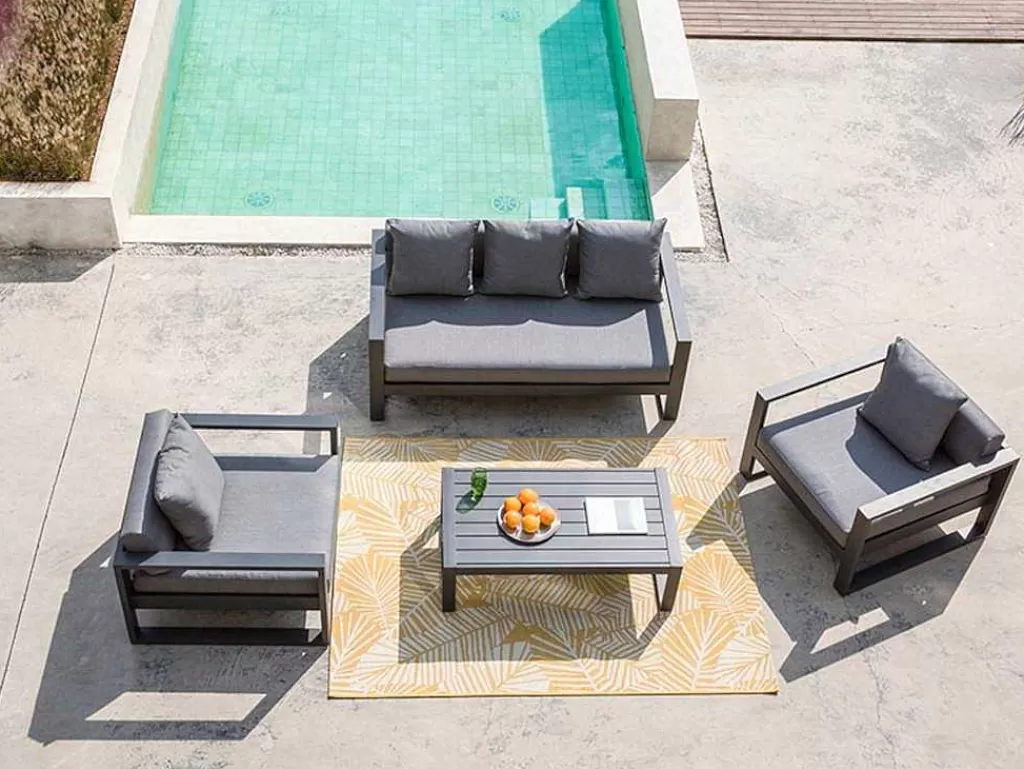 Conjunto Relax De Jardim*MYLIA Conjunto De Jardim Em Aluminio: Um Sofá De 3 Lugares, 2 Cadeiroes E Uma Mesa De Centro - Molokai