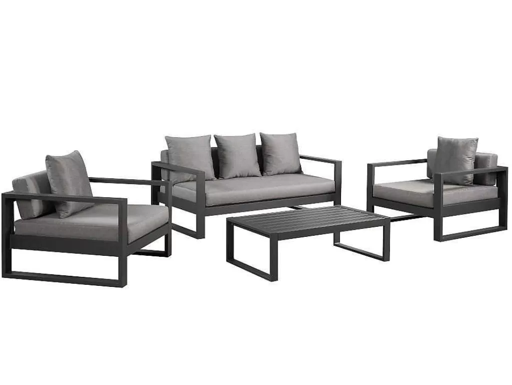 Conjunto Relax De Jardim*MYLIA Conjunto De Jardim Em Aluminio: Um Sofá De 3 Lugares, 2 Cadeiroes E Uma Mesa De Centro - Molokai