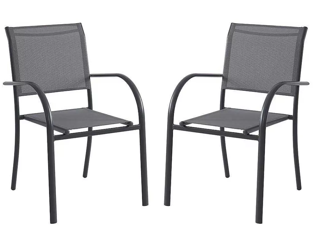Conjunto Mesa E Cadeiras De Jardim*MYLIA Conjunto De Jardim Em Aluminio, Uma Mesa C. 150 Cm E 6 Cadeiroes, Cinzento Antracite - Jolane