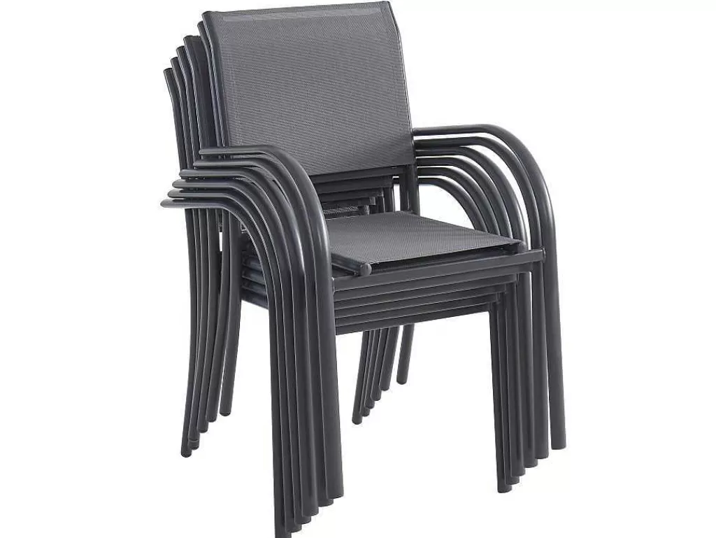 Conjunto Mesa E Cadeiras De Jardim*MYLIA Conjunto De Jardim Em Aluminio, Uma Mesa C. 150 Cm E 6 Cadeiroes, Cinzento Antracite - Jolane