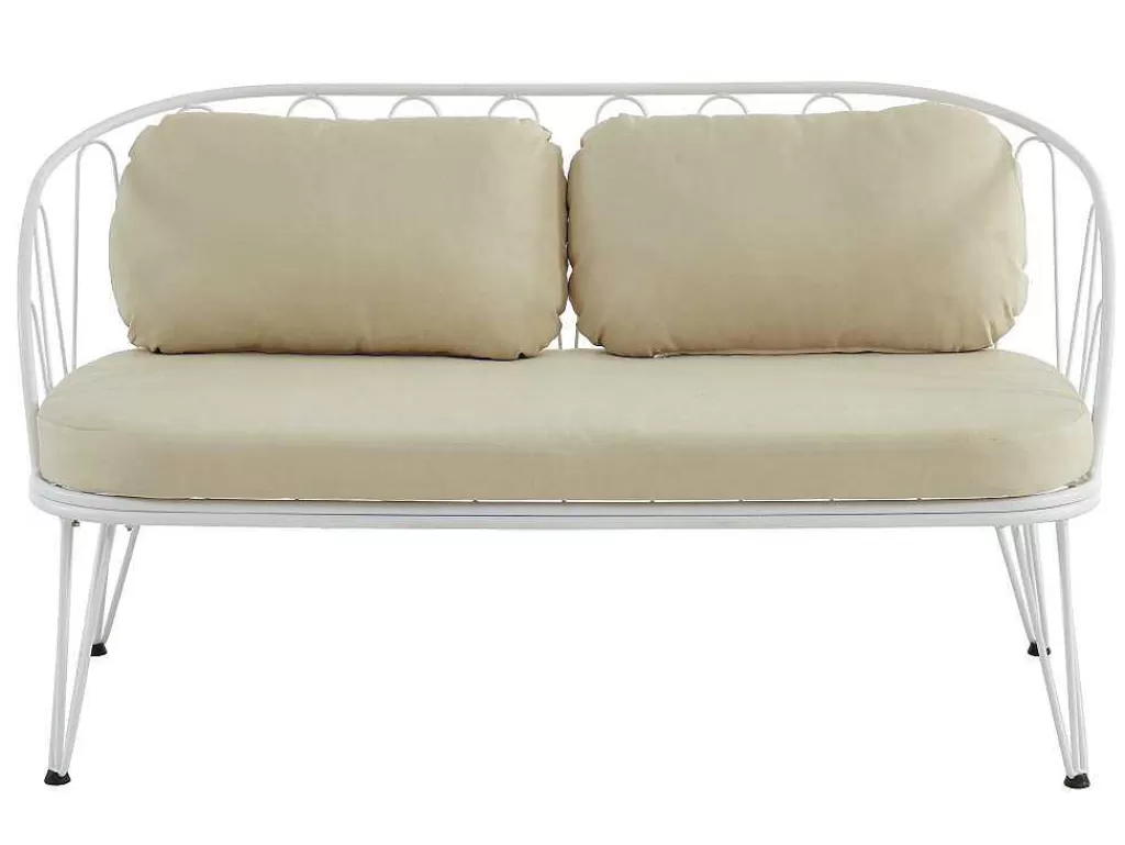 Conjunto Relax De Jardim*MYLIA Conjunto De Jardim Em Metal, 1 Sofá De 2 Lugares, 2 Cadeiroes E Uma Mesa De Centro, Branco - Arlesan