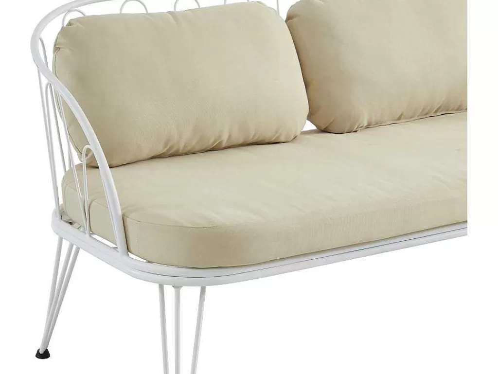 Conjunto Relax De Jardim*MYLIA Conjunto De Jardim Em Metal, 1 Sofá De 2 Lugares, 2 Cadeiroes E Uma Mesa De Centro, Branco - Arlesan
