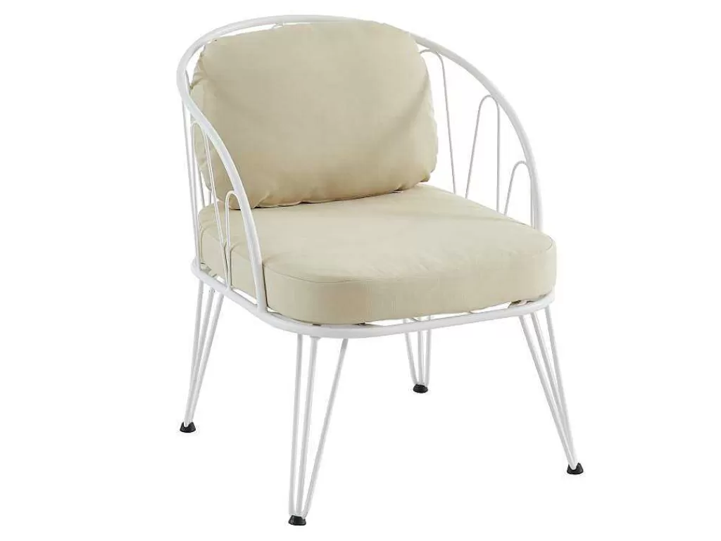 Conjunto Relax De Jardim*MYLIA Conjunto De Jardim Em Metal, 1 Sofá De 2 Lugares, 2 Cadeiroes E Uma Mesa De Centro, Branco - Arlesan