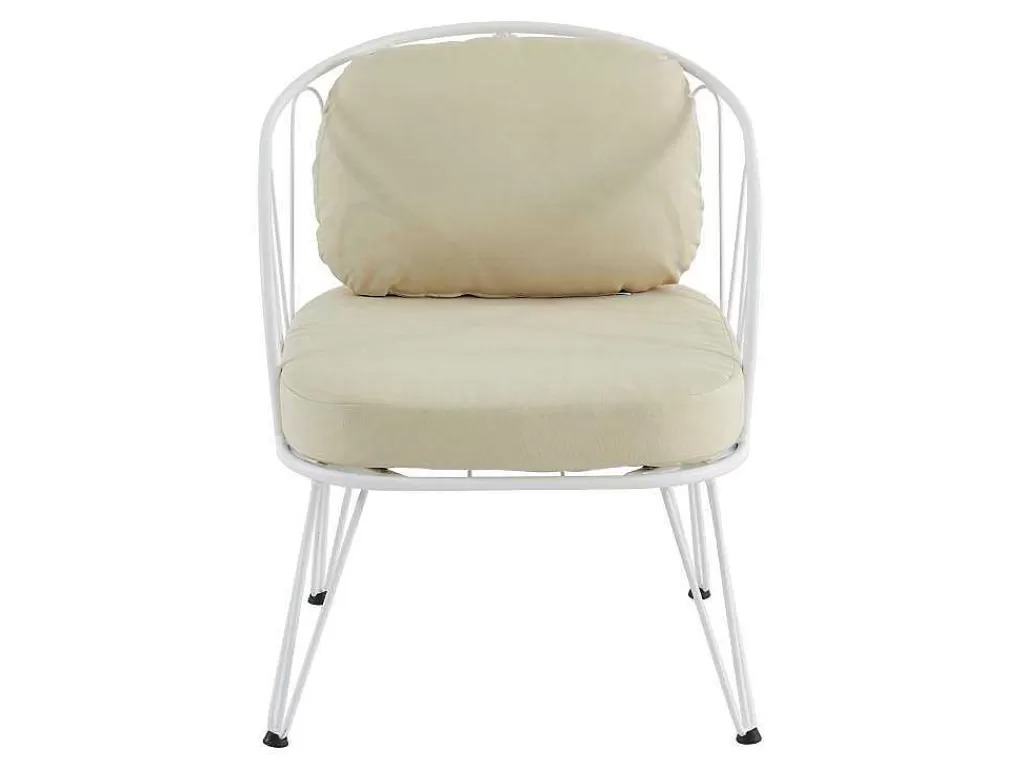 Conjunto Relax De Jardim*MYLIA Conjunto De Jardim Em Metal, 1 Sofá De 2 Lugares, 2 Cadeiroes E Uma Mesa De Centro, Branco - Arlesan