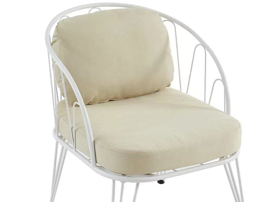 Conjunto Relax De Jardim*MYLIA Conjunto De Jardim Em Metal, 1 Sofá De 2 Lugares, 2 Cadeiroes E Uma Mesa De Centro, Branco - Arlesan