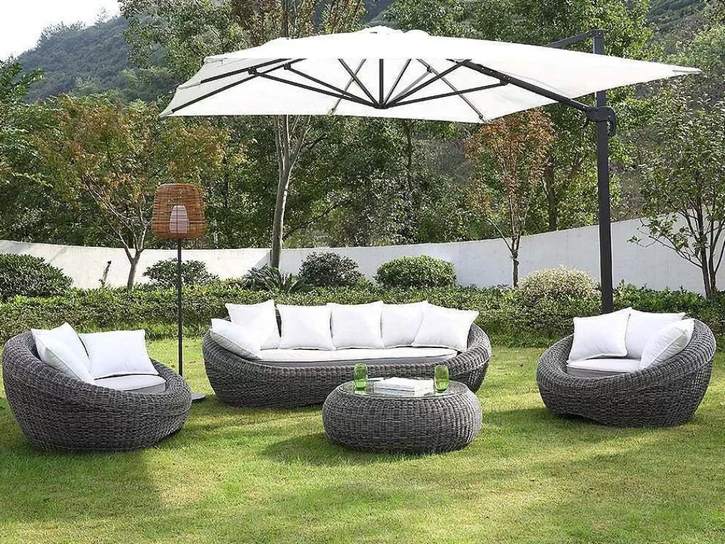 Conjunto Relax De Jardim*MYLIA Conjunto De Jardim Em Resina Entrancada: Sofá, 2 Cadeiroes E Mesa De Centro - Whiteheaven
