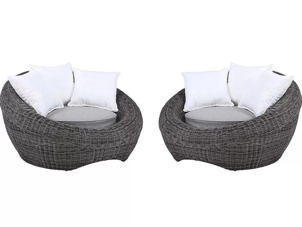 Conjunto Relax De Jardim*MYLIA Conjunto De Jardim Em Resina Entrancada: Sofá, 2 Cadeiroes E Mesa De Centro - Whiteheaven