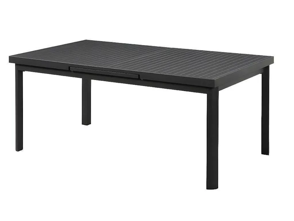 Conjunto Mesa E Cadeiras De Jardim*MYLIA Conjunto De Jardim Mesa E Cadeiras De Jardim Em Aluminio: Uma Mesa Extensivel 180/240 Cm E 8 Cadeiras Empilhaveis - Cinza Escuro - Nauru