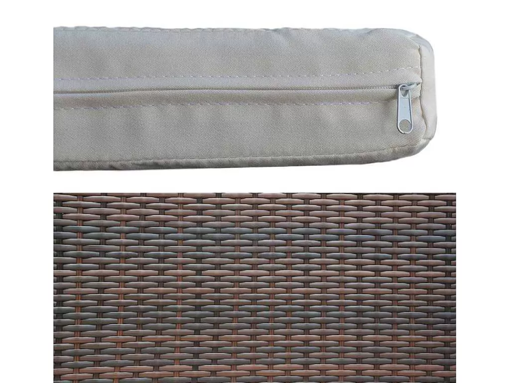 Conjunto Relax De Jardim*Happy Garden Conjunto De Moveis De Jardim Corfou Em Resina Tecida Castanha - 4 Lugares - Almofadas Bege
