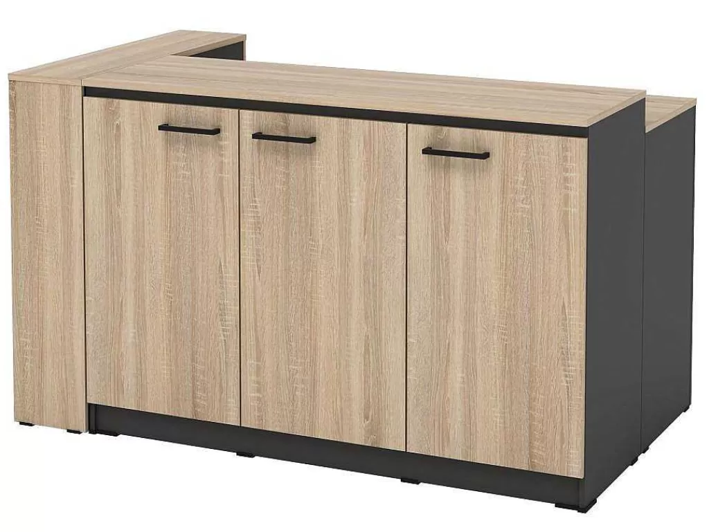 Móvel De Cozinha*Vente-unique Conjunto Ilha Central De Cozinha + 2 Bancos Preto E Natural Claro - Nusice