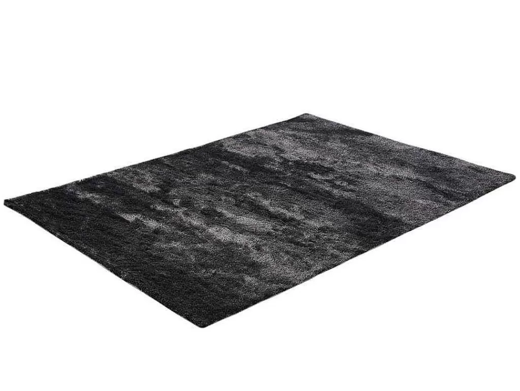 Mesa De Centro*Vente-unique Conjunto Mesa De Centro Transparente E Preta - Kelly E Tapete Felpudo Antracite - Dolce