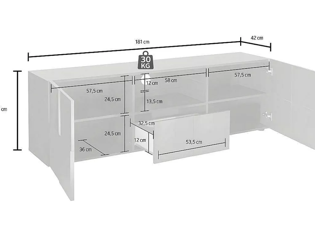 Aparador*Vente-unique Conjunto Móvel De Tv + Aparador Lacado - Branco Lacado - Calisto