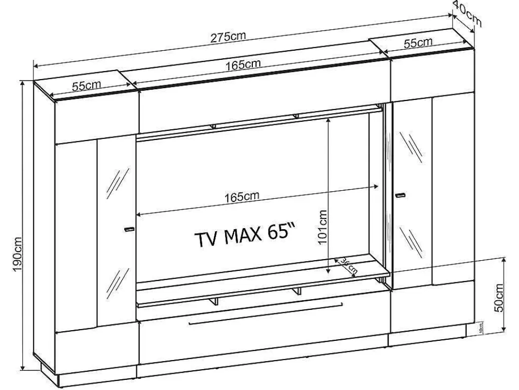 Móvel De Tv*Vente-unique Conjunto Móvel Para Tv Com Arrumação E Com Leds Em Mdf Lacado A Branco - Blake
