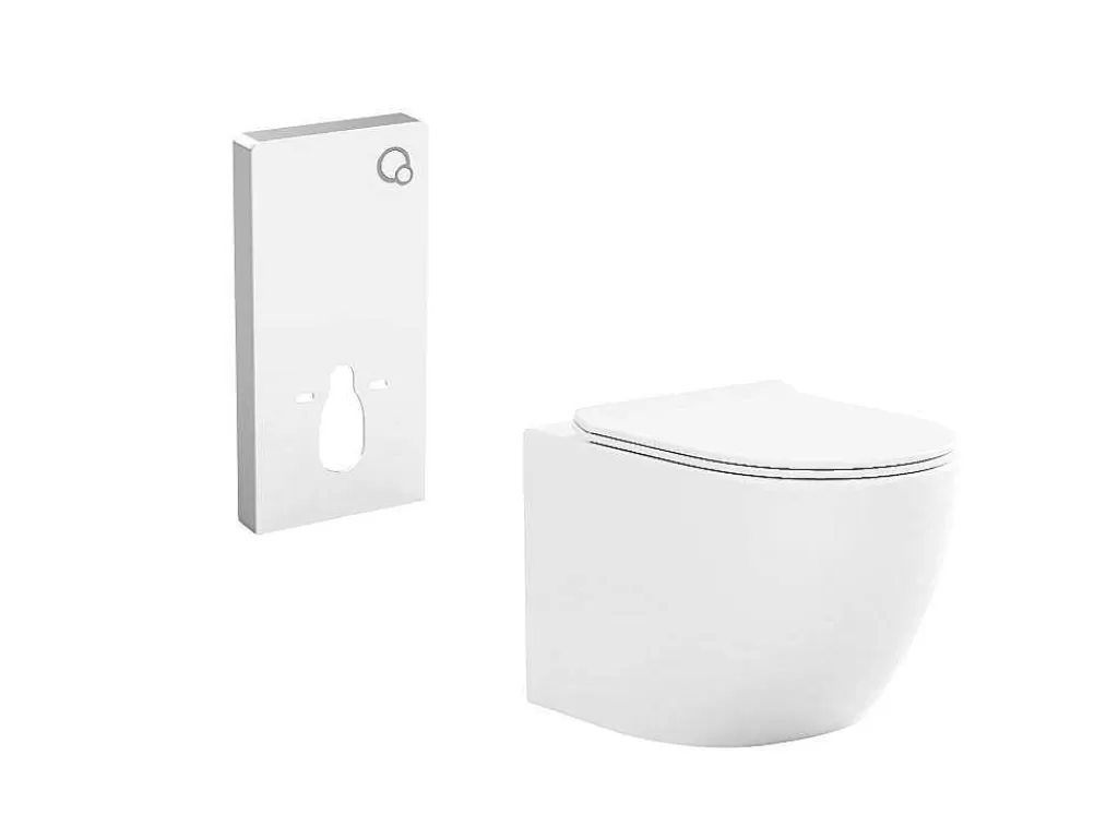 Sanita Suspensa*Vente-unique Conjunto Sanita Suspensa Com Estrutura De Suporte Decorativa Branco Brilhante - Javoine