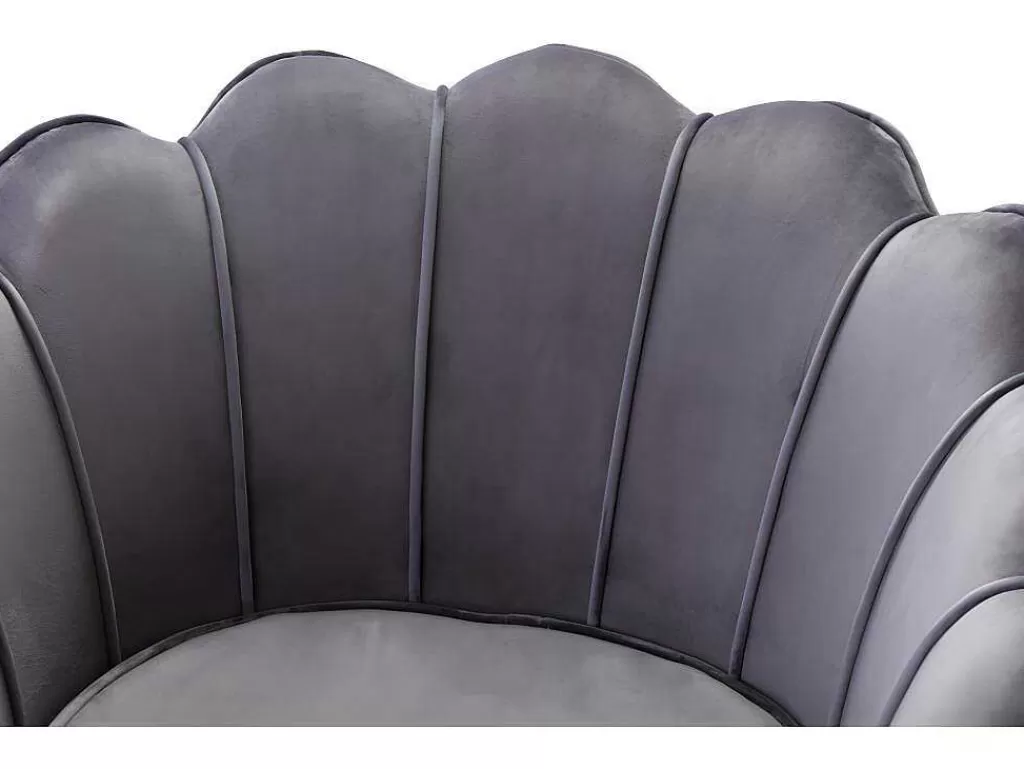 Conjunto Sofá E Poltrona*Vente-unique Conjunto Sofá De 2 Lugares E Poltrona Concha Em Veludo Antracite Dandelion