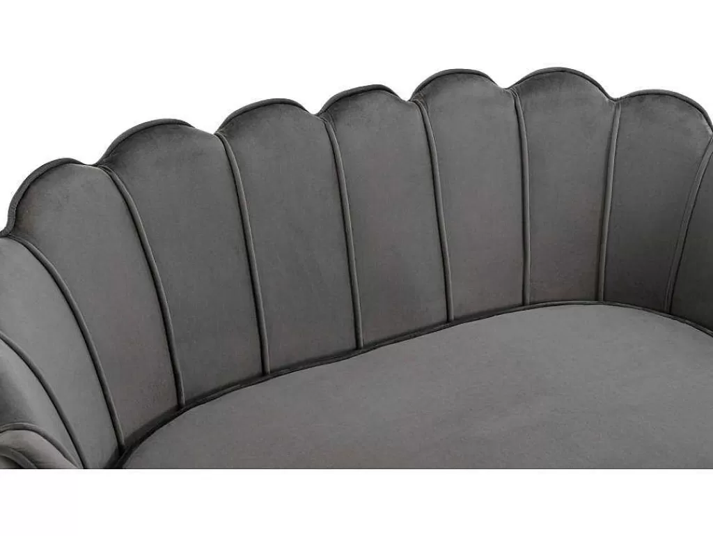 Conjunto Sofá E Poltrona*Vente-unique Conjunto Sofá De 2 Lugares E Poltrona Concha Em Veludo Antracite Dandelion