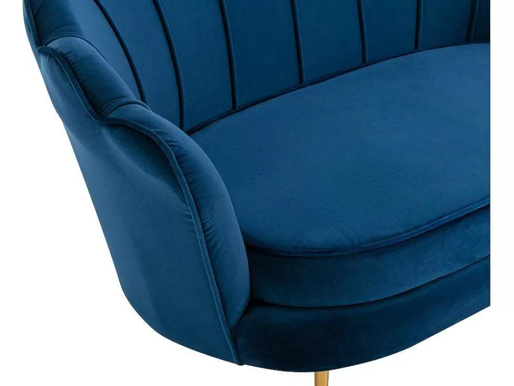 Conjunto Sofá E Poltrona*PASCAL MORABITO Conjunto Sofá De 2 Lugares E Poltrona Concha Em Veludo Azul-Escuro Dandelion