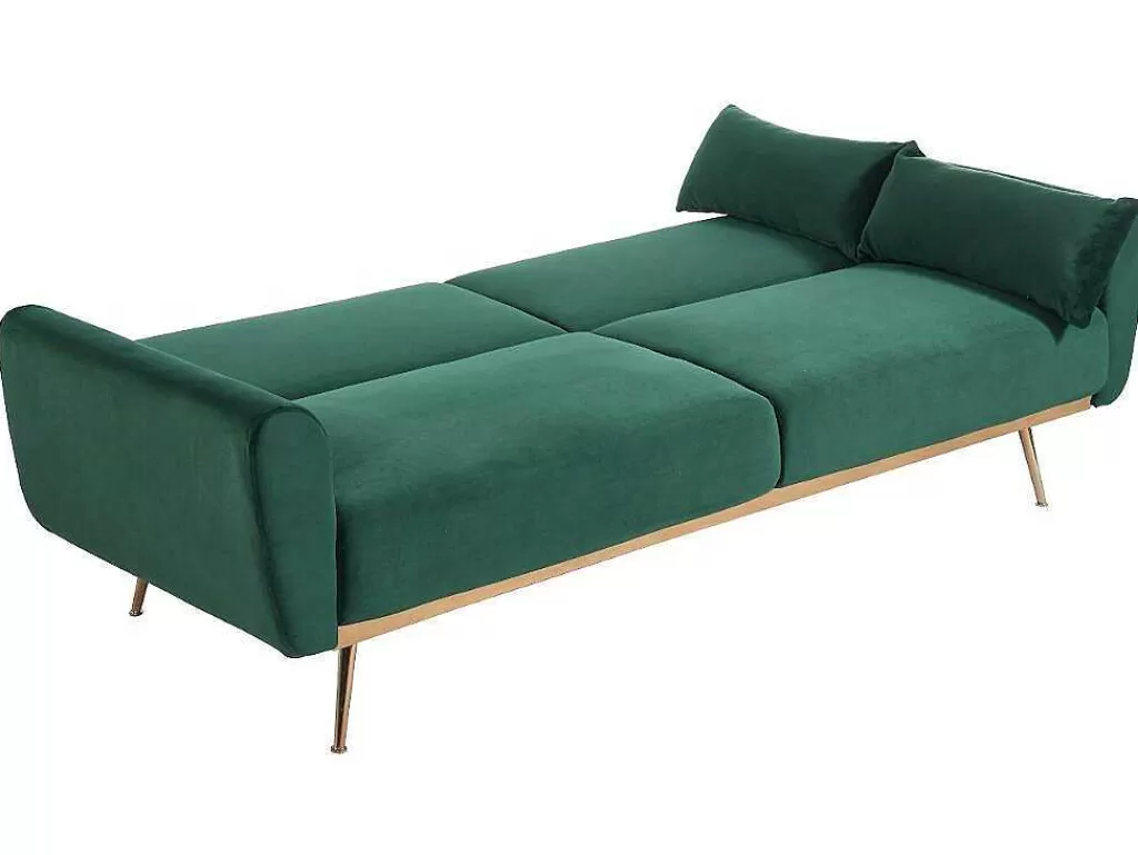 Sofá Cama Clic-Clac E Dobravel*Vente-unique Conjunto Sofá De 3 Lugares Convertivel Clic-Clac Verde-Abeto - Launei E Tapete Taupe - Dolce